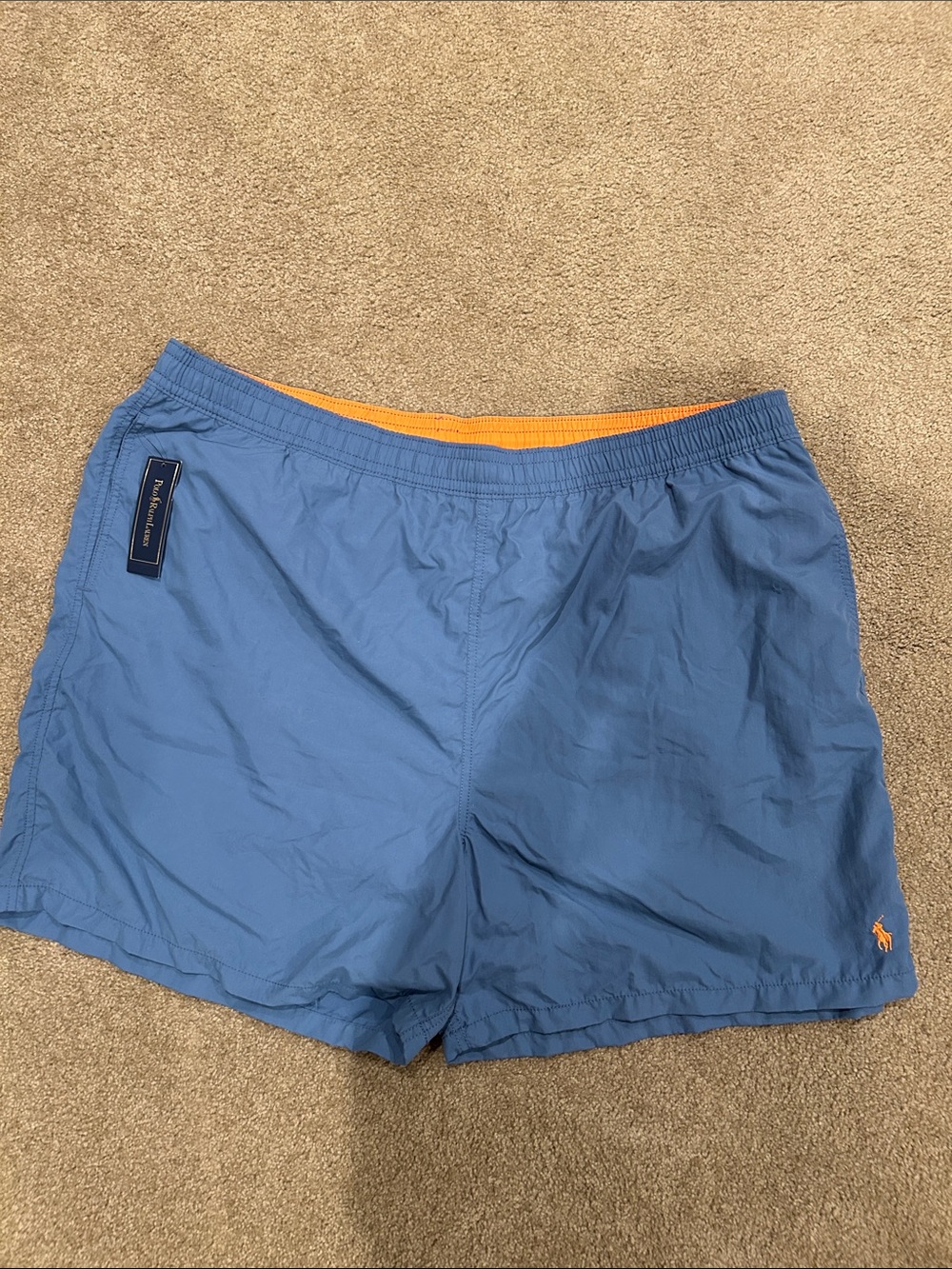 Polo by Ralph Lauren Light Blue Swim Trunks with Orange Inner Lining